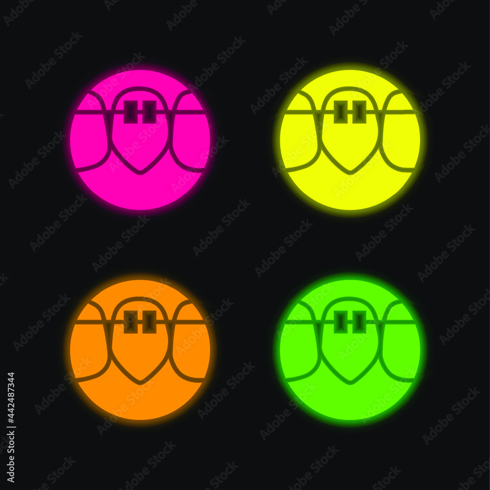 Fototapeta premium Braces four color glowing neon vector icon