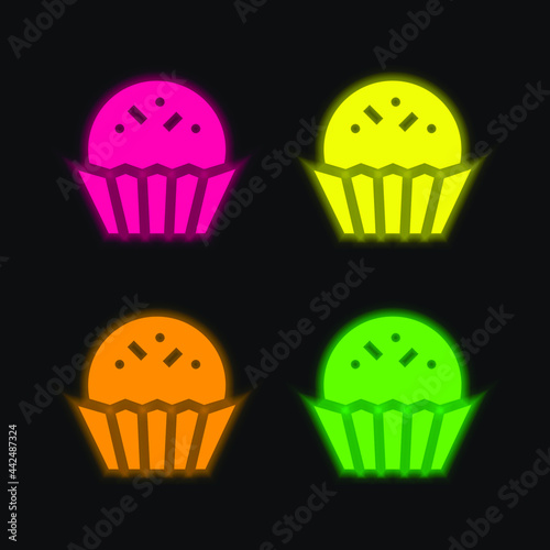 Bonbon four color glowing neon vector icon