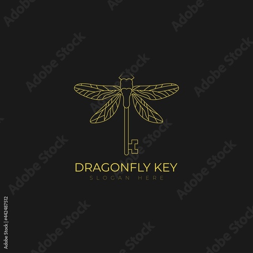 Key Fly Dragonfly Wings Secret Security Logo Symbol