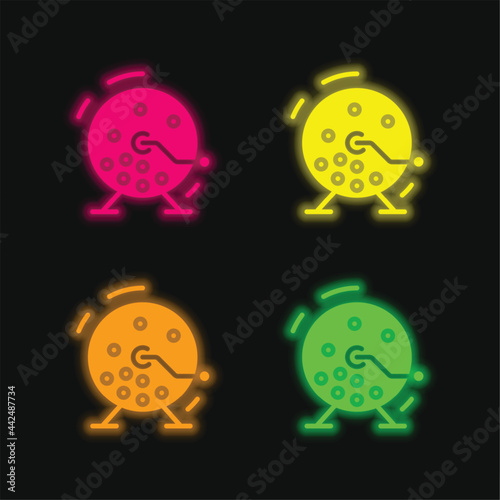 Bingo four color glowing neon vector icon