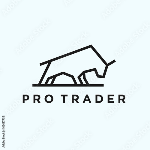bull logo design vector silhouette illustration