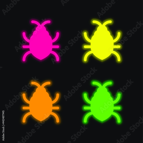 Big Bug four color glowing neon vector icon