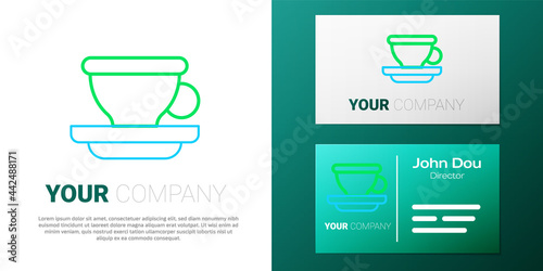 Line Coffee cup icon isolated on white background. Tea cup. Hot drink coffee. Colorful outline concept. Vector