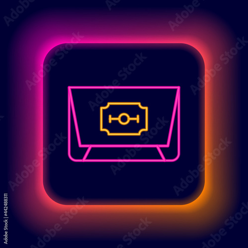 Glowing neon line Blade razor icon isolated on black background. Colorful outline concept. Vector