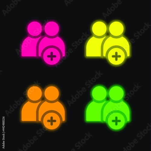 Add four color glowing neon vector icon