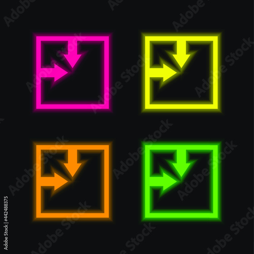 Absolute Position four color glowing neon vector icon