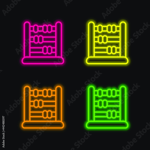 Abacus four color glowing neon vector icon