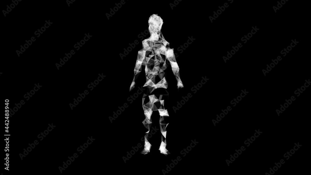 Low poly body animation of rotation from points and lines with changing link s for artificial intelligence medical and video editing. Futuristic digital concept with copy space loop 4k. Low poly body animation of rotation from points and lines with changing link s for artificial intelligence medical and video editing. Futuristic digital concept with copy space loop 4k.
