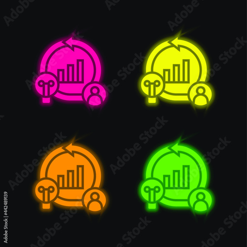 Agile four color glowing neon vector icon