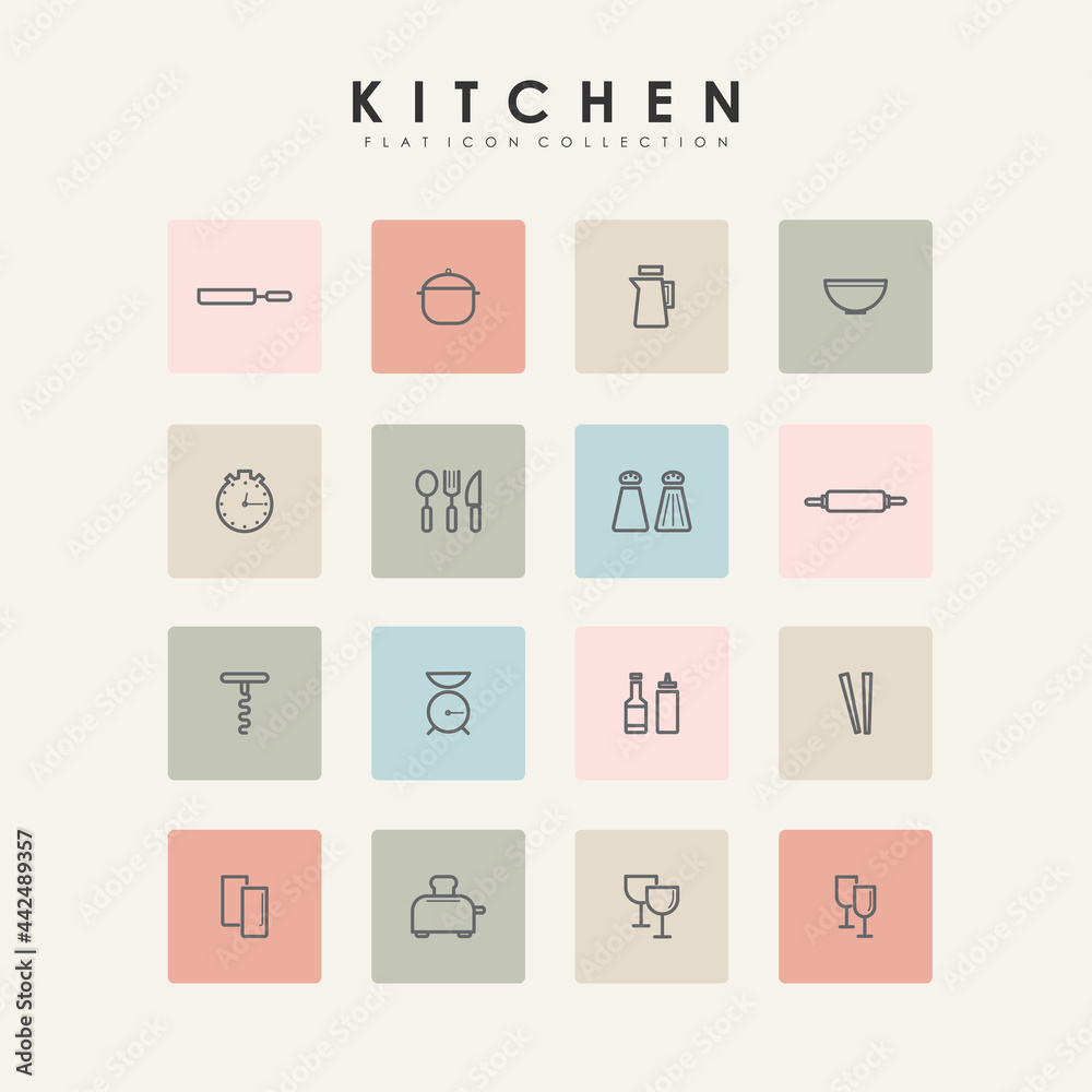 Kitchenware and cooking equipment line icon Kitchenware and cooking equipment line icon