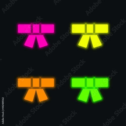 Belt four color glowing neon vector icon