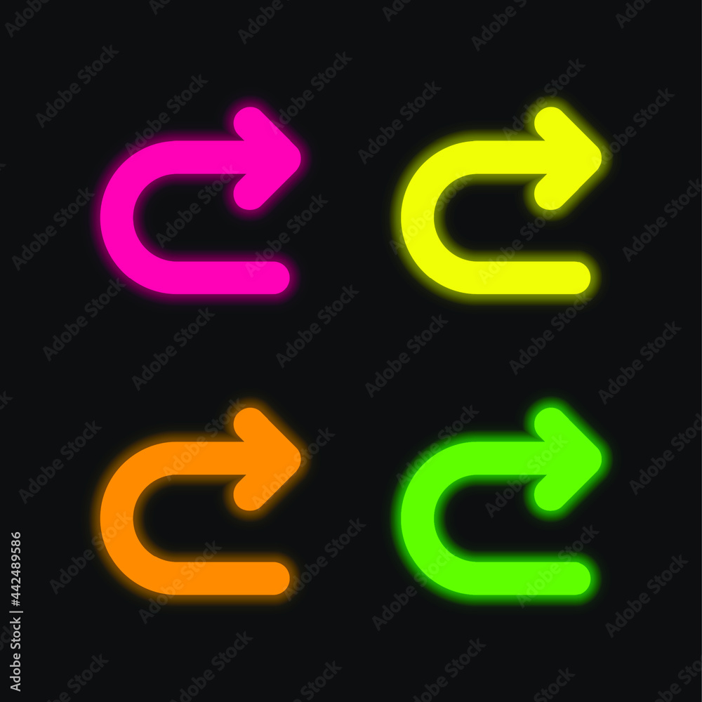Arrow Turning To Right four color glowing neon vector icon Arrow Turning To Right four color glowing neon vector icon
