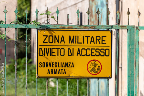 military sign prohibiting entry into the area