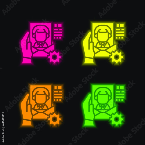 Agency four color glowing neon vector icon