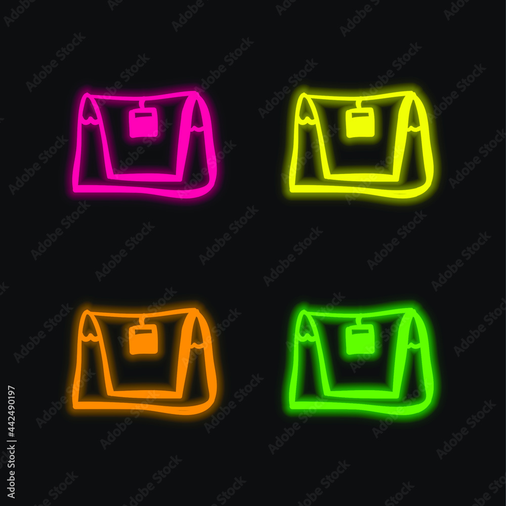 Bag Hand Drawn Outline four color glowing neon vector icon Bag Hand Drawn Outline four color glowing neon vector icon