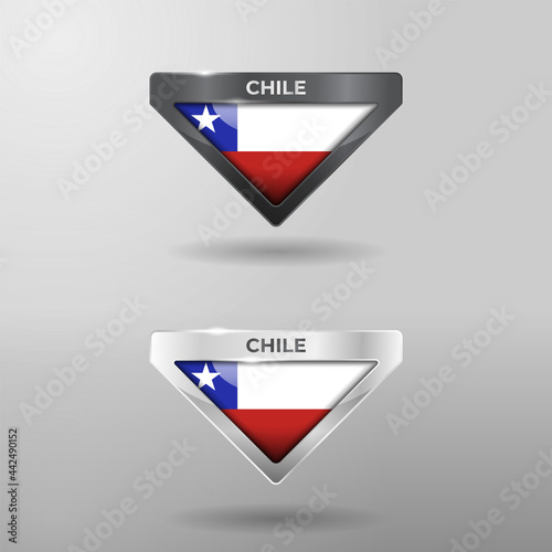 3D Label, Tag and Location Pointer Flag Nation of Chile with Glossy Reflection