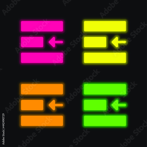 Align four color glowing neon vector icon