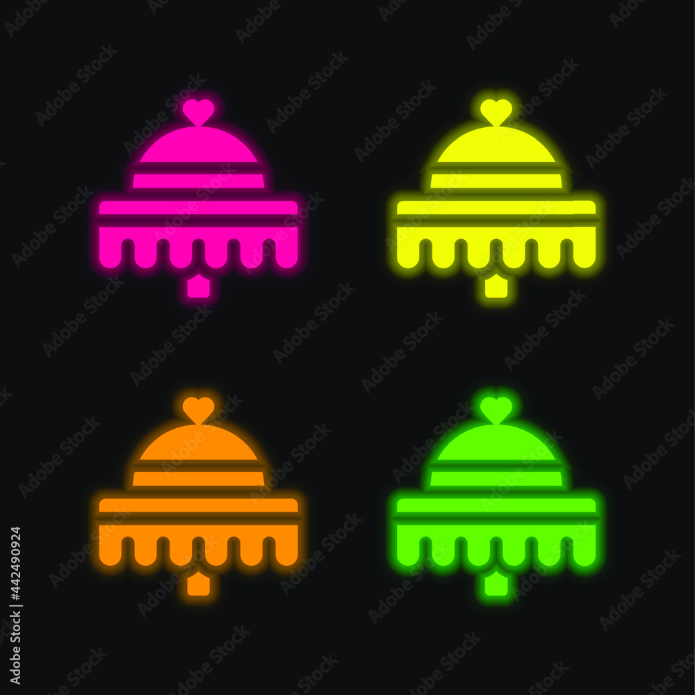 Banquet four color glowing neon vector icon