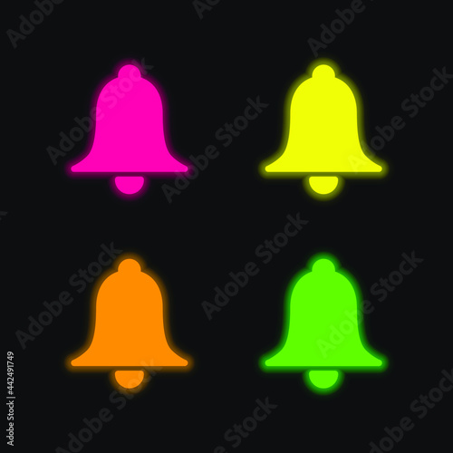 Break Bell four color glowing neon vector icon