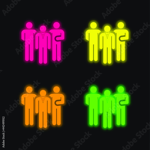 Bodyguard four color glowing neon vector icon