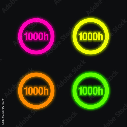 1000h Circular Label Lamp Indicator four color glowing neon vector icon