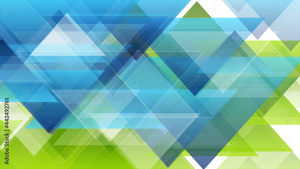 Obraz premium Green blue triangles tech abstract minimal background
