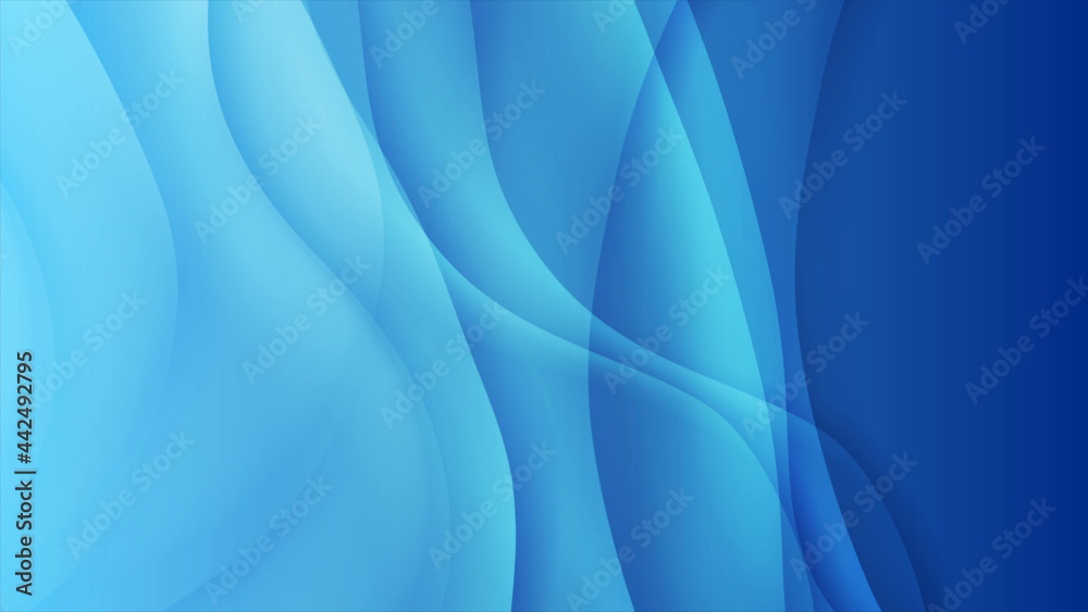 Fototapeta premium Bright blue smooth blurred waves abstract elegant background