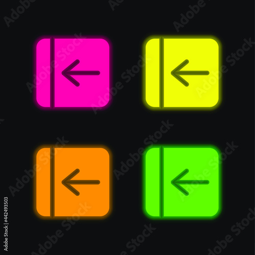Free Download Back Arrow Solid Square Button four color glowing neon vector icon - GFXLoad