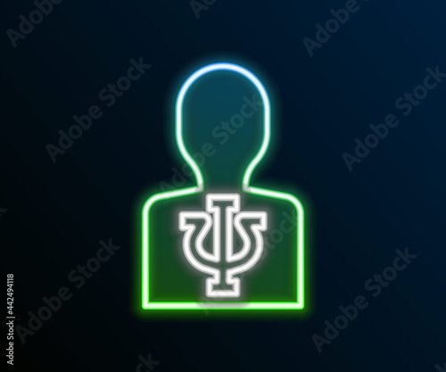 Glowing neon line Psychology icon isolated on black background. Psi symbol. Mental health concept, psychoanalysis analysis and psychotherapy. Colorful outline concept. Vector