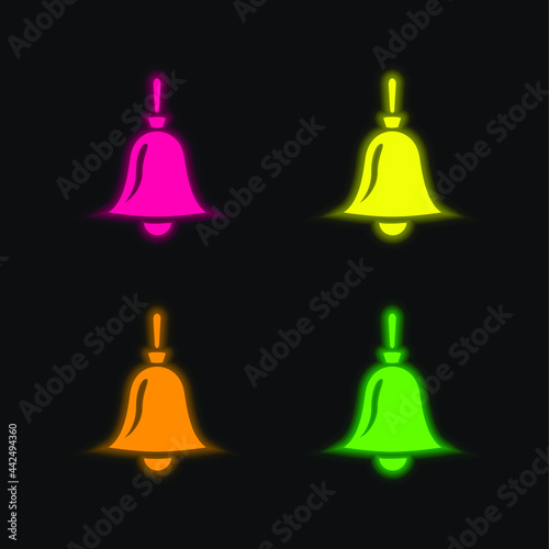 Bell four color glowing neon vector icon