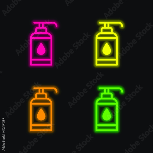Antiseptic four color glowing neon vector icon