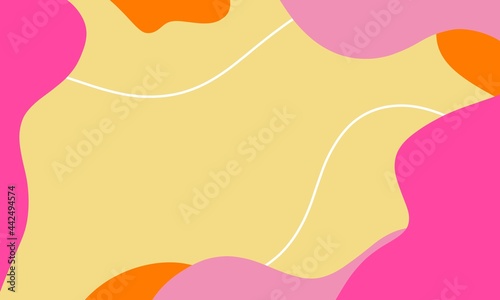 set of abstract shapes lines of orange yellow and pink colors hand drawn digital illustration