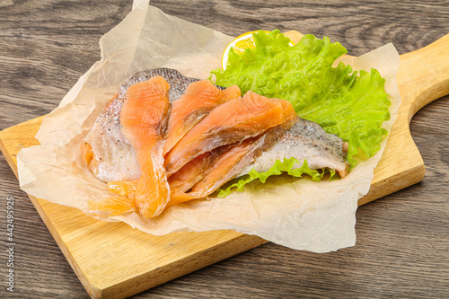 Sliced natural wild trout fillet