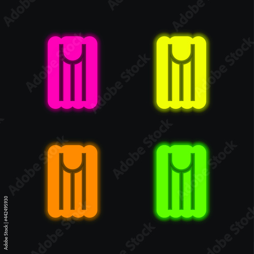 Air Mattress four color glowing neon vector icon