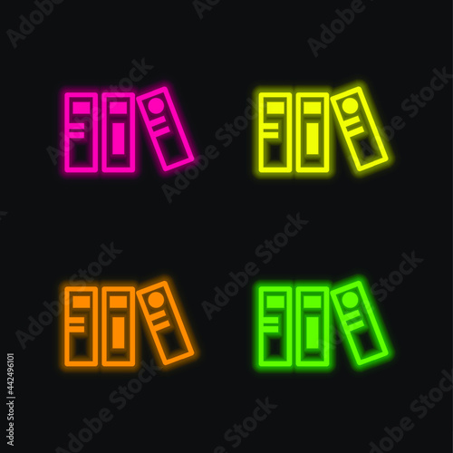Archives four color glowing neon vector icon