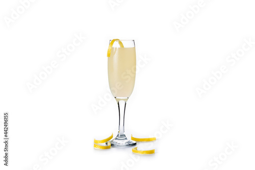 French 75 cocktail in glassisolated on white background