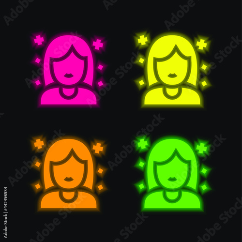 Birthday Girl four color glowing neon vector icon