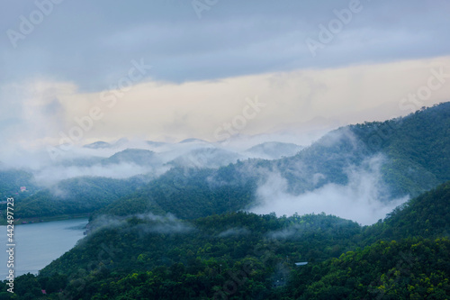 fog over the mountains after the rain