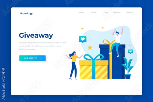 Giveaway illustration landing page. Illustration for websites, landing pages, mobile applications, posters and banners.