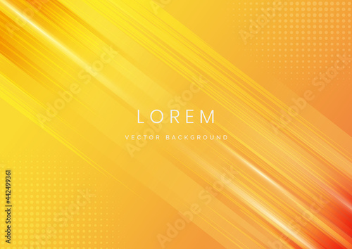 Template abstract yellow and orange diagonal speed lines pattern on white background with space for text.