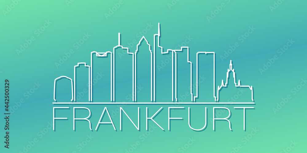 Frankfurt, Germany Skyline Linear Design. Flat City Illustration Minimal Clip Art. Background Gradient Travel Vector Icon.