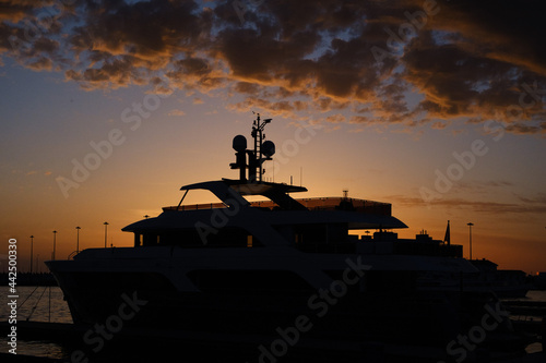 boat at sunset