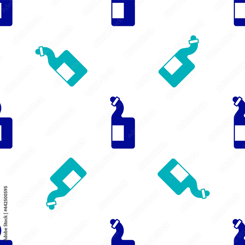 Blue Dishwashing liquid bottle icon isolated seamless pattern on white background. Liquid detergent for washing dishes. Vector Blue Dishwashing liquid bottle icon isolated seamless pattern on white background. Liquid detergent for washing dishes. Vector