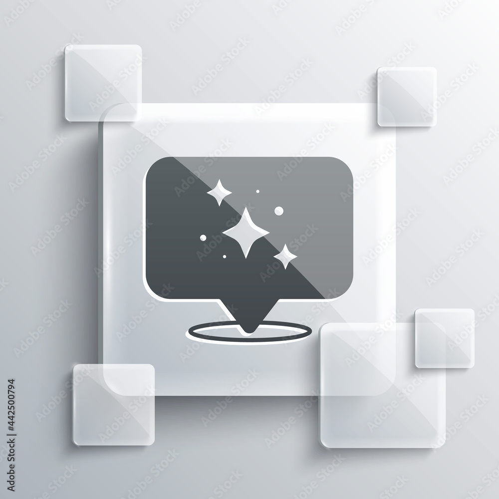 Grey Home cleaning service concept icon isolated on grey background. Building and house. Square glass panels. Vector Grey Home cleaning service concept icon isolated on grey background. Building and house. Square glass panels. Vector