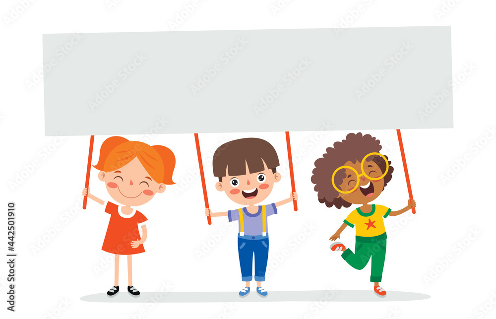 Funny Children Holding Placard Funny Children Holding Placard