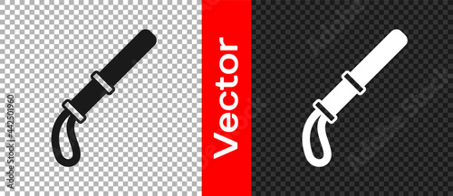 Black Police rubber baton icon isolated on transparent background. Rubber truncheon. Police Bat. Police equipment. Vector