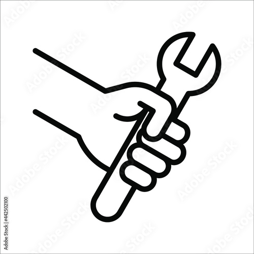 Wrench in hand icon. wrench in hand vector icon for web design isolated on white background. color editable eps 10