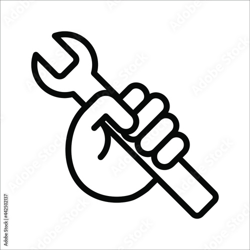 Wrench in hand icon. wrench in hand vector icon for web design isolated on white background. color editable eps 10
