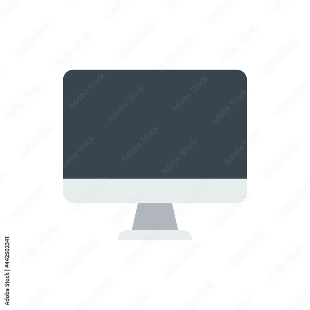 Computer pc monitor web icon vector. Monitor icon in flat style on blue background. Vector isolated illustration. Computer pc monitor web icon vector. Monitor icon in flat style on blue background. Vector isolated illustration.
