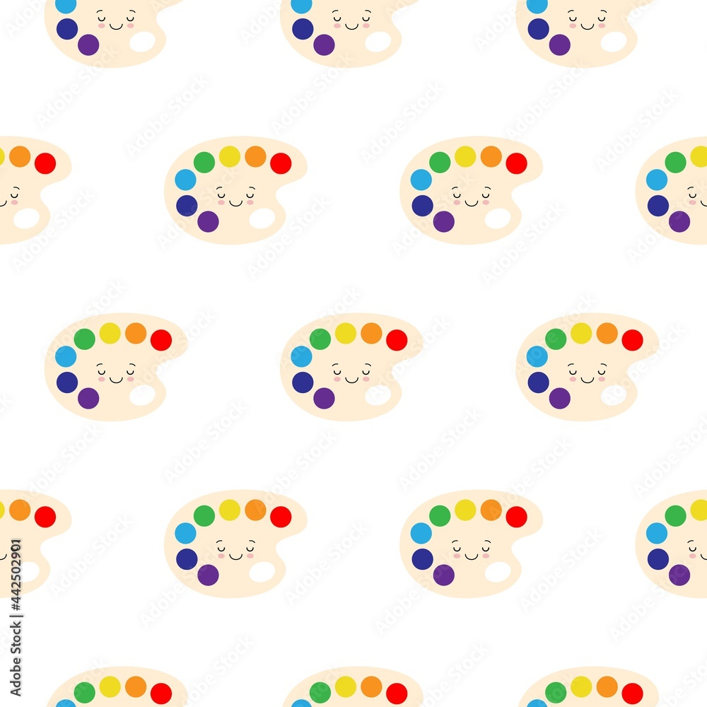 seamless pattern of kawaii art palette creative instrument cartoon cute illusteration back to school seamless pattern of kawaii art palette creative instrument cartoon cute illusteration back to school